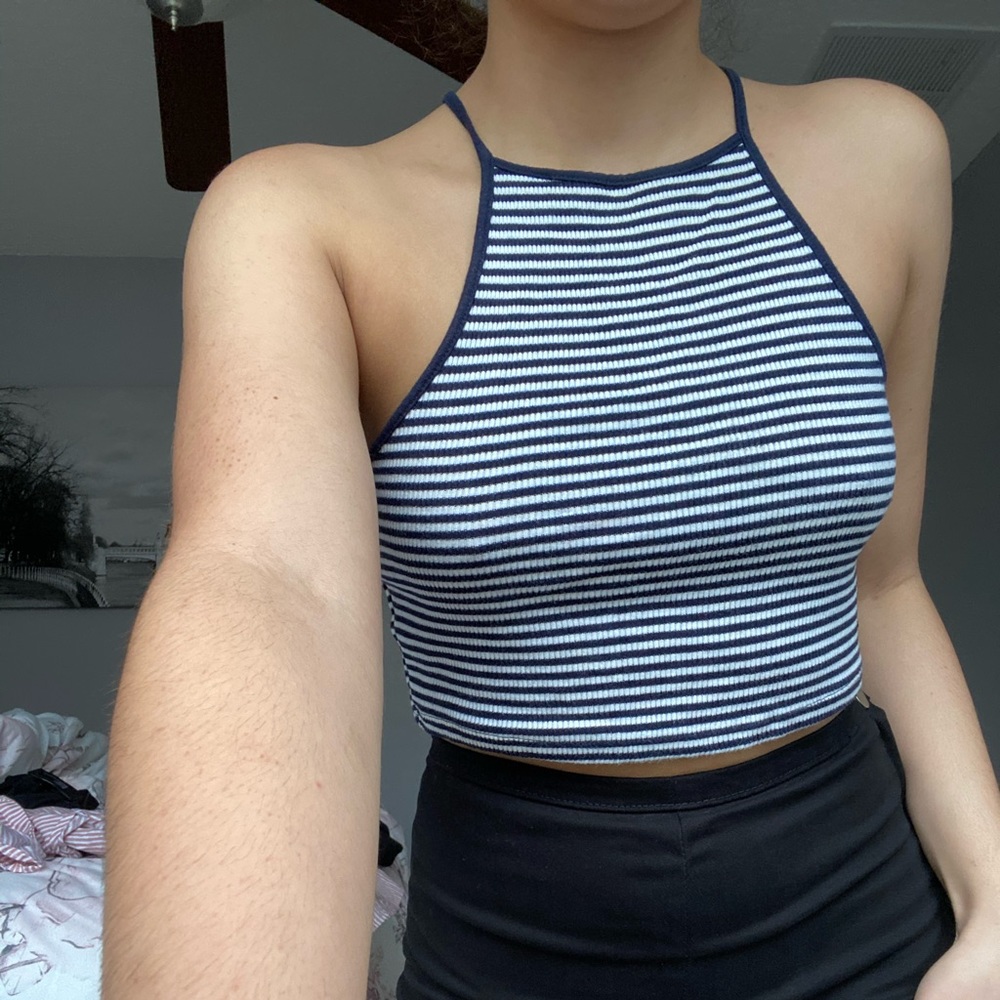 Forever21 stripped halter crop top